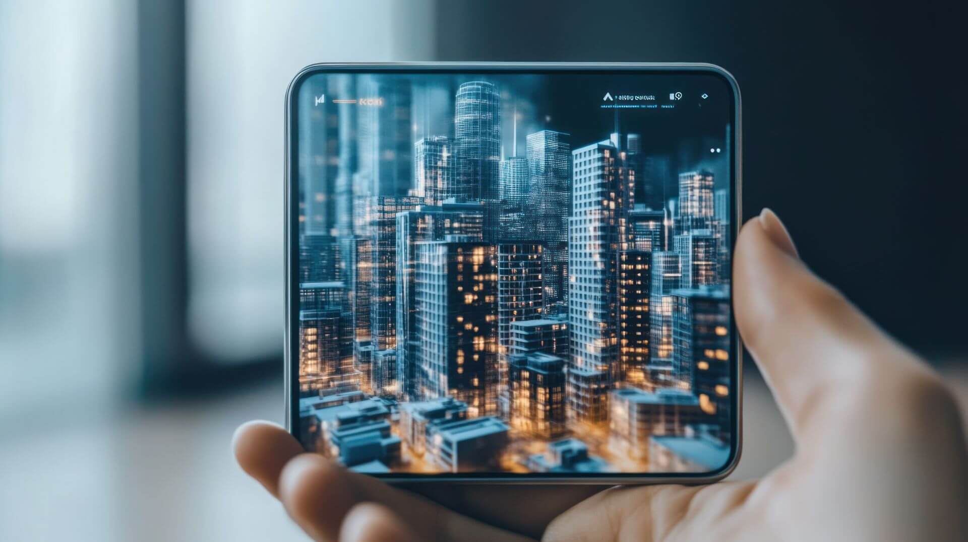 hand-holding-smartphone-displaying-nighttime-cityscape-illustration